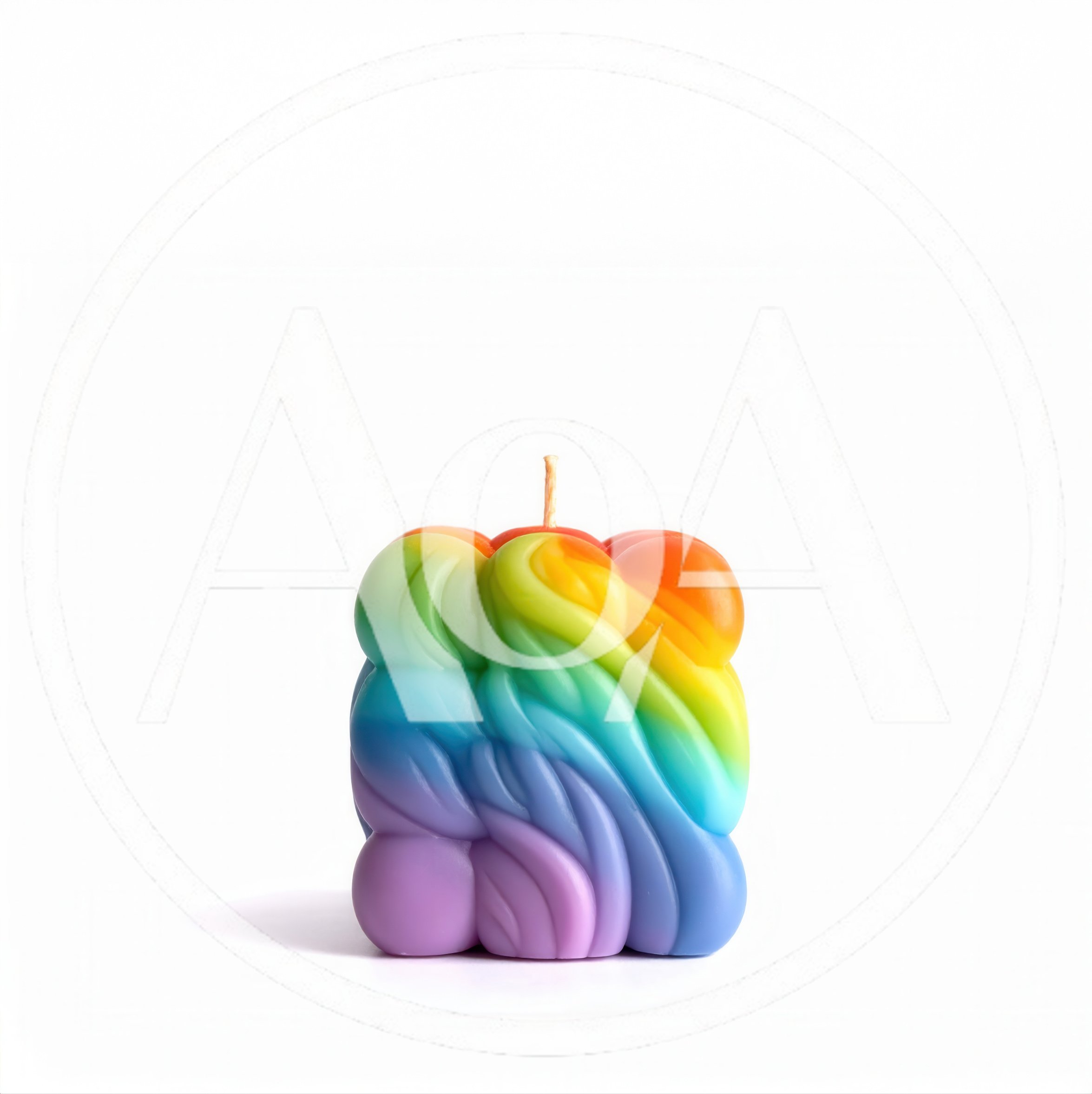 Rainbow Colored Sculptural Bubble Candle