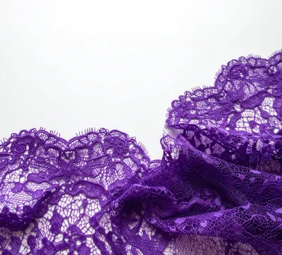 Purple Lace Fabric Texture on White Background