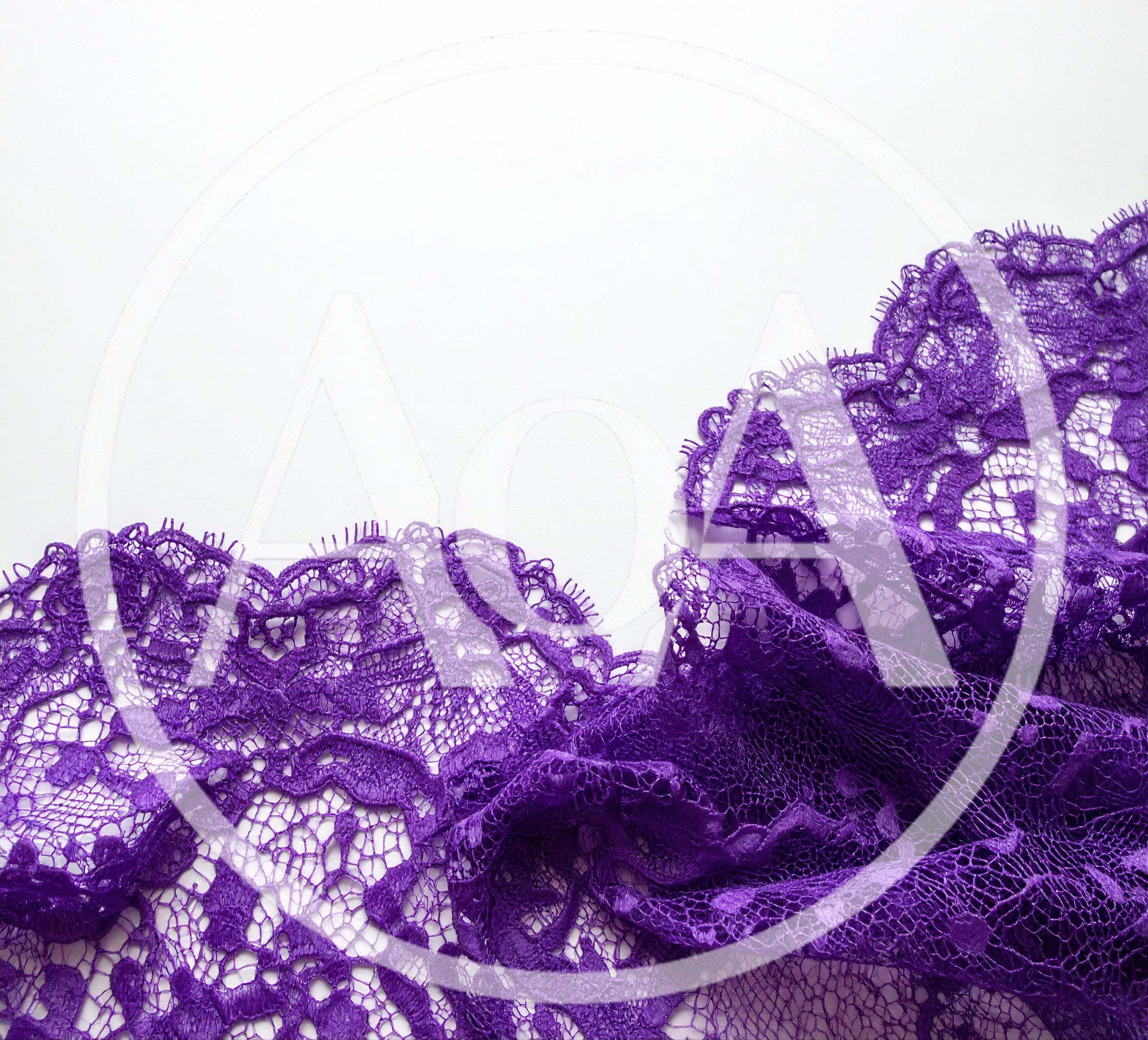 Purple Lace Fabric Texture on White Background