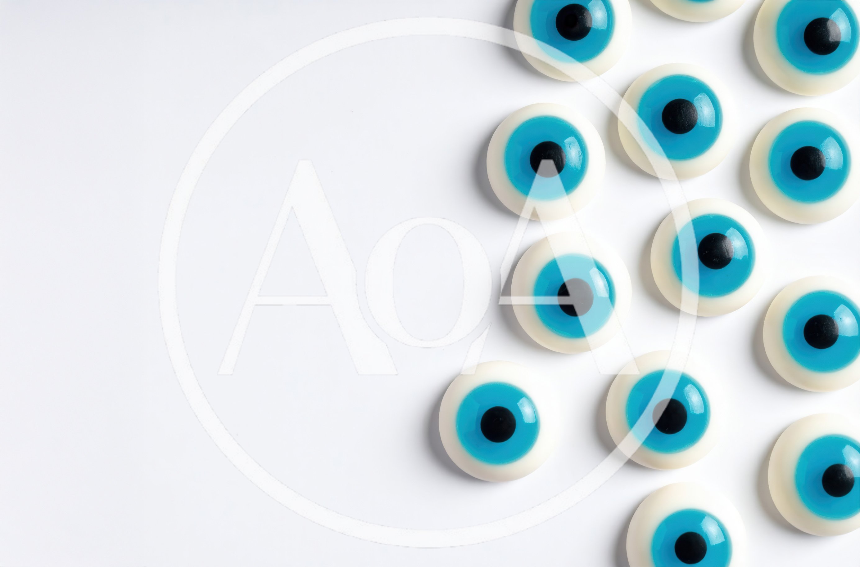 Gummy Eyeball Candies Arranged On White Background