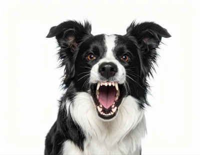 Aggressive Border Collie Dog Snarling at Camera