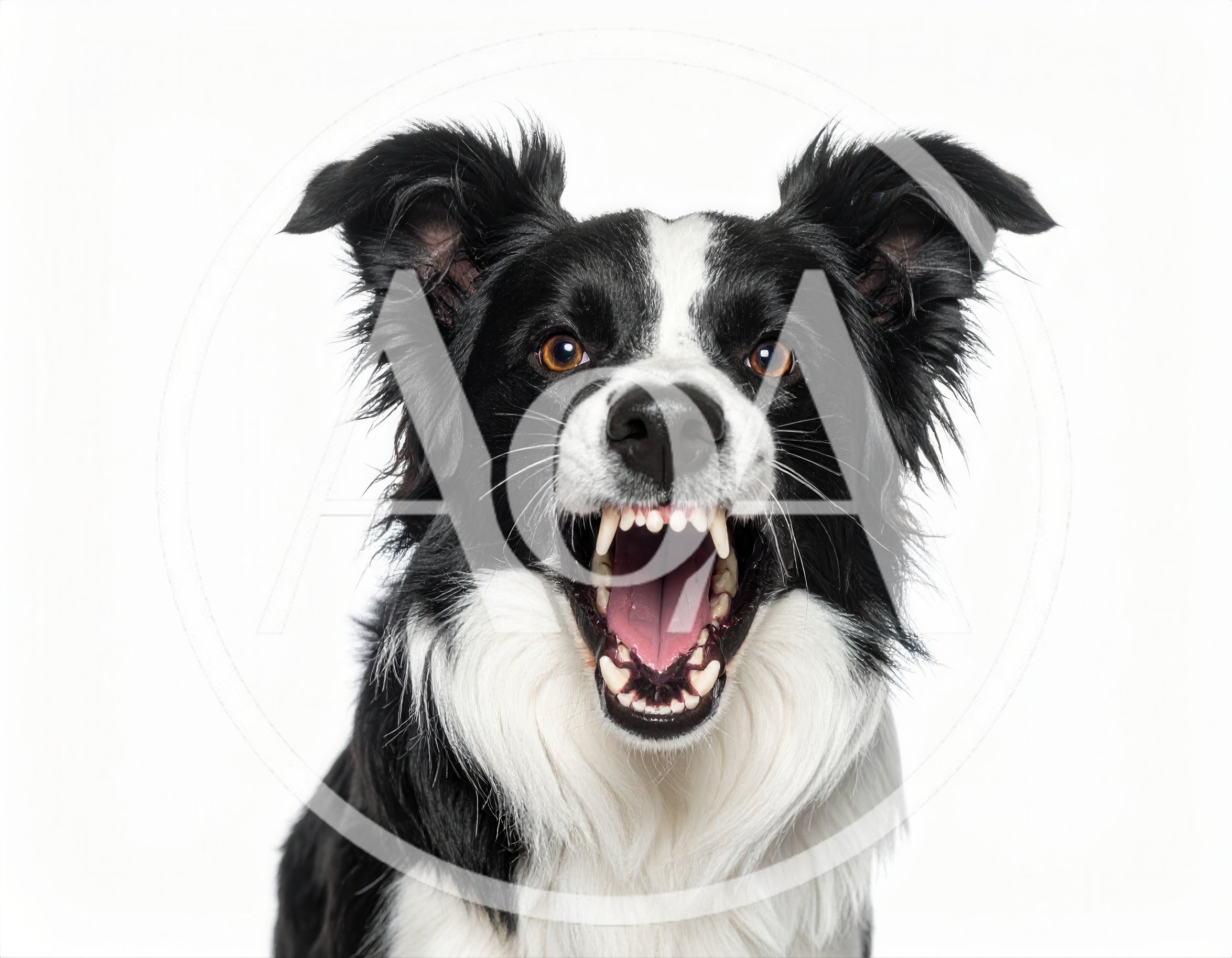 Aggressive Border Collie Dog Snarling at Camera