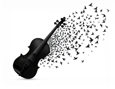 Black Violin Transforming Into A Flock Of Birds