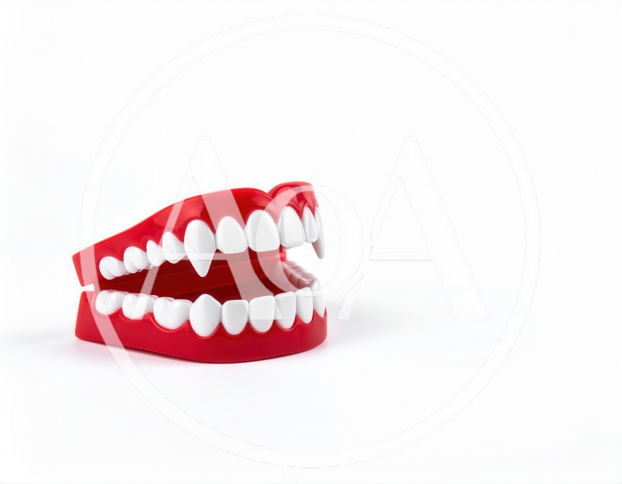 Plastic Vampire Teeth Toy on White Background