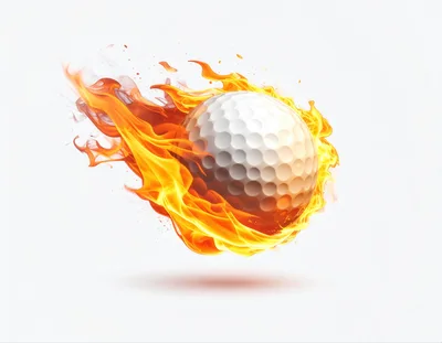 Golf Ball Engulfed In Intense Realistic Flames