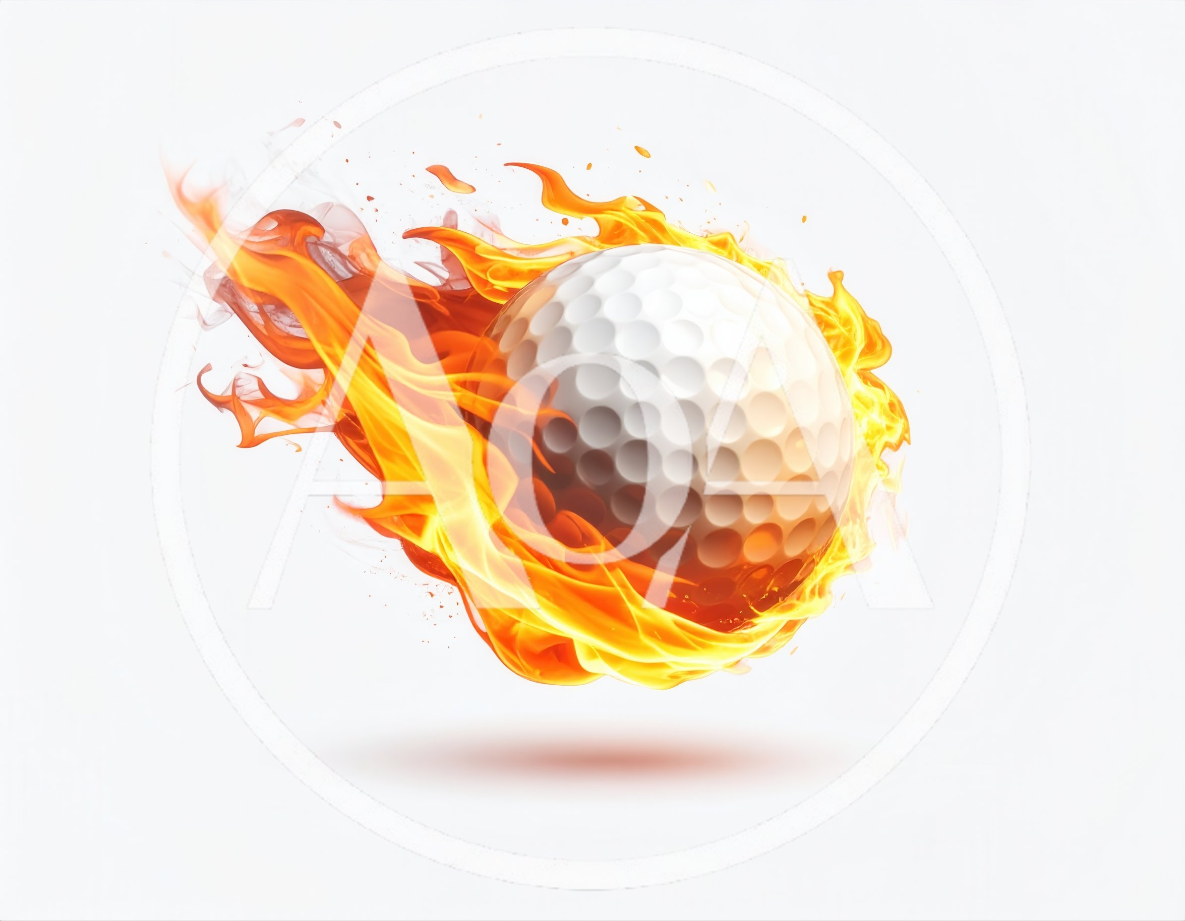Golf Ball Engulfed In Intense Realistic Flames