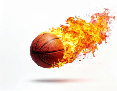 Basketball Engulfed In Intense Realistic Flames