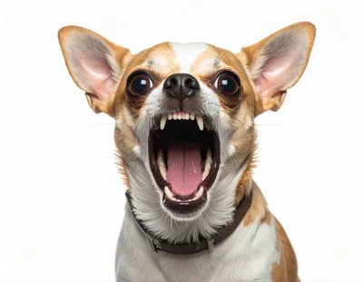 Aggressive Chihuahua Dog Barking With Mouth Open
