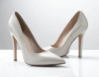 Pair Of Elegant Beige Stiletto High Heel Shoes