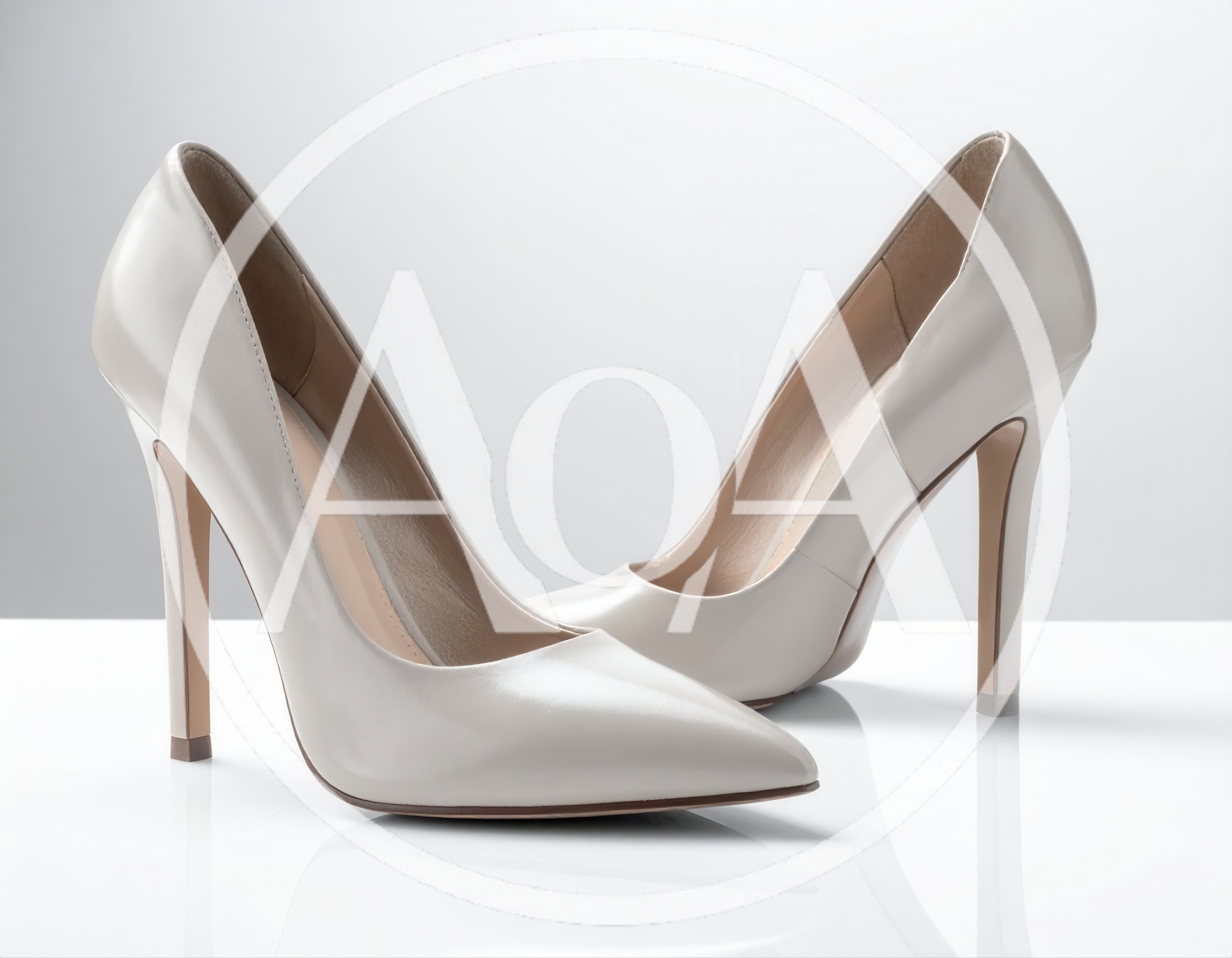 Pair Of Elegant Beige Stiletto High Heel Shoes