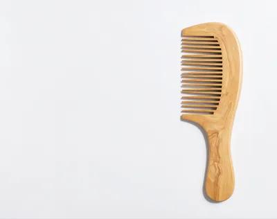 Wooden Hair Comb Isolated On White Background