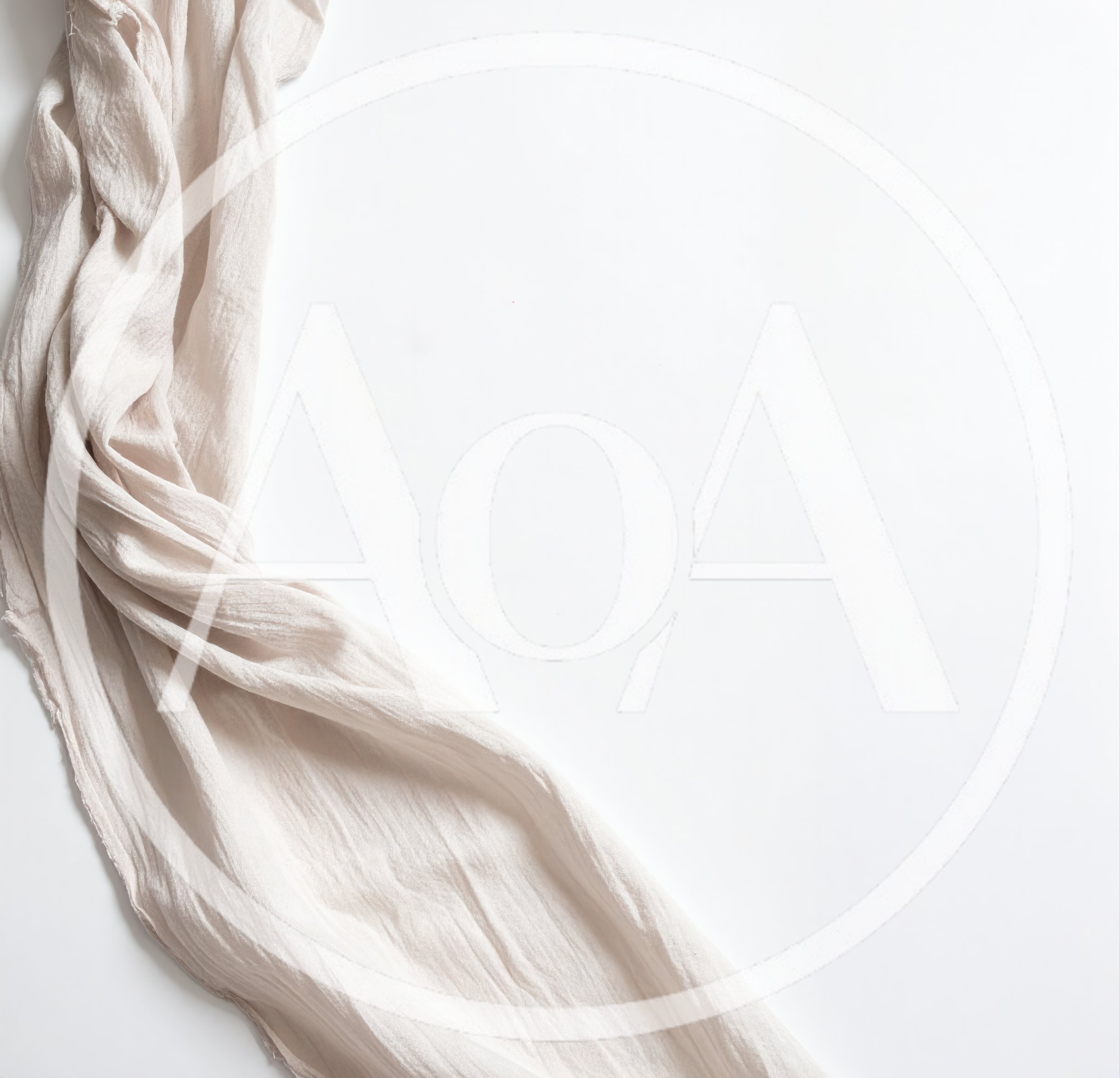 Beige Gauze Fabric Draped on White Background