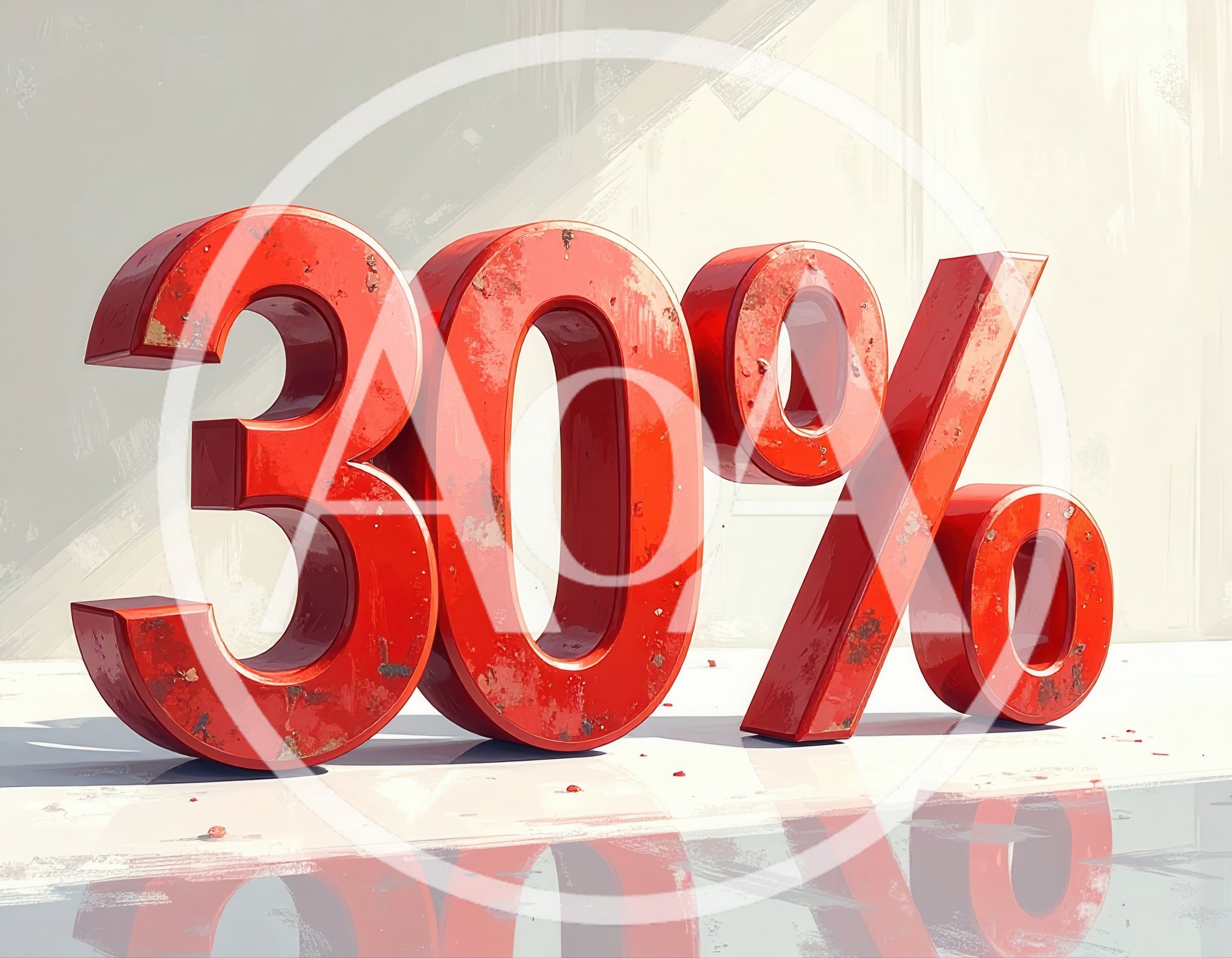 3D Red Metallic Thirty Percent Discount Sign