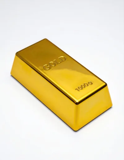 Single Shiny Gold Bar On White Background