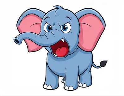 Angry Cartoon Elephant Character Illustration