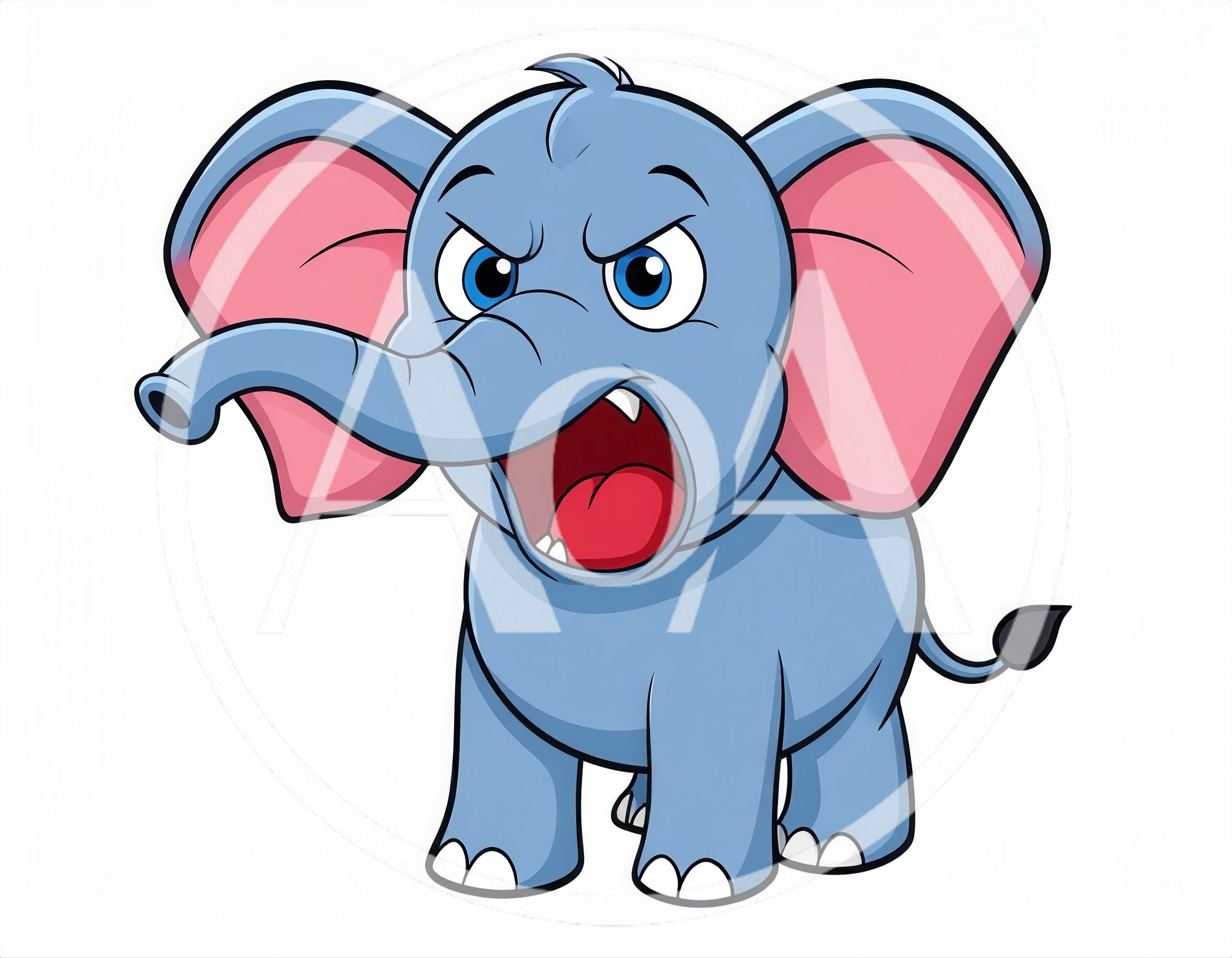 Angry Cartoon Elephant Character Illustration