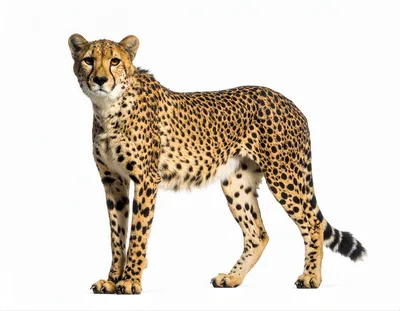 Full Body Cheetah Standing Isolated On White Background