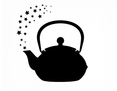 Black Silhouette Of A Teapot With Magical Stars