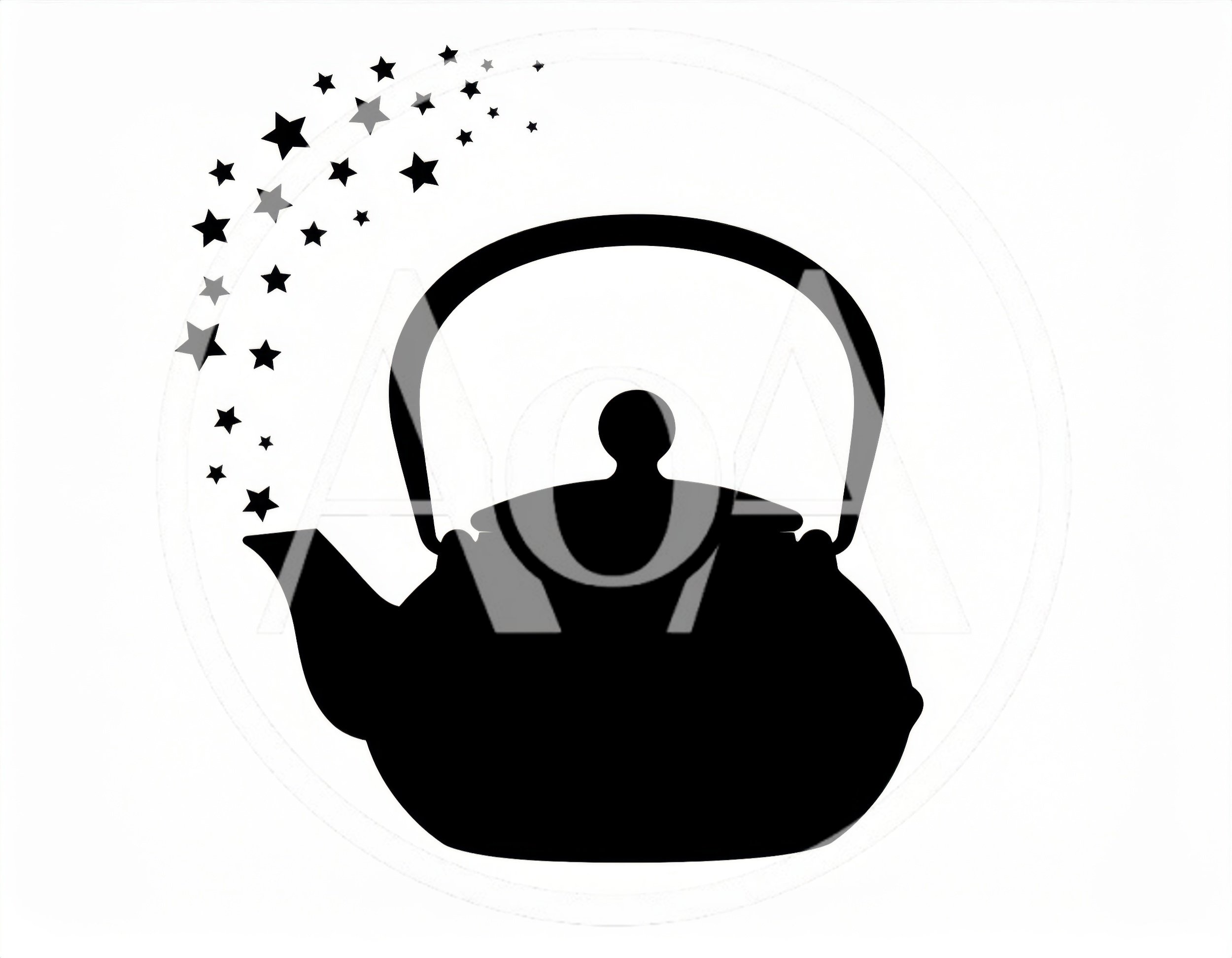 Black Silhouette Of A Teapot With Magical Stars