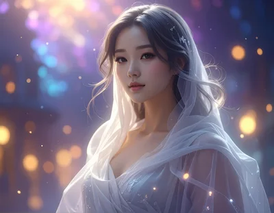 Portrait Of A Beautiful Young Woman In A Veil