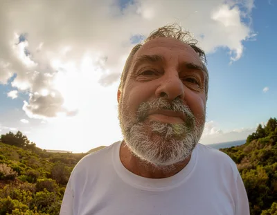 Close Up Portrait Of A Mature Man Outdoors