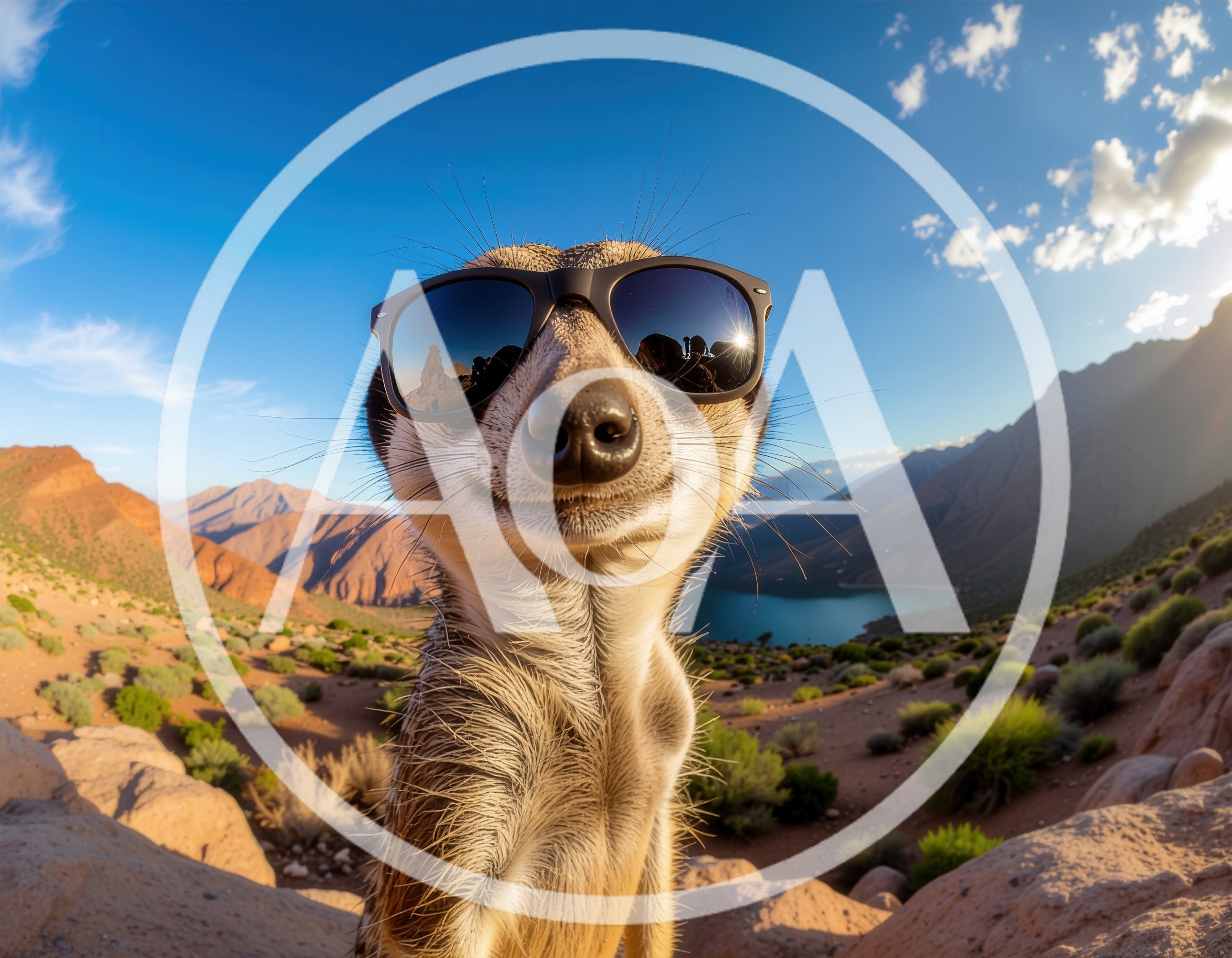 Close Up Portrait Of A Meerkat Wearing Sunglasses