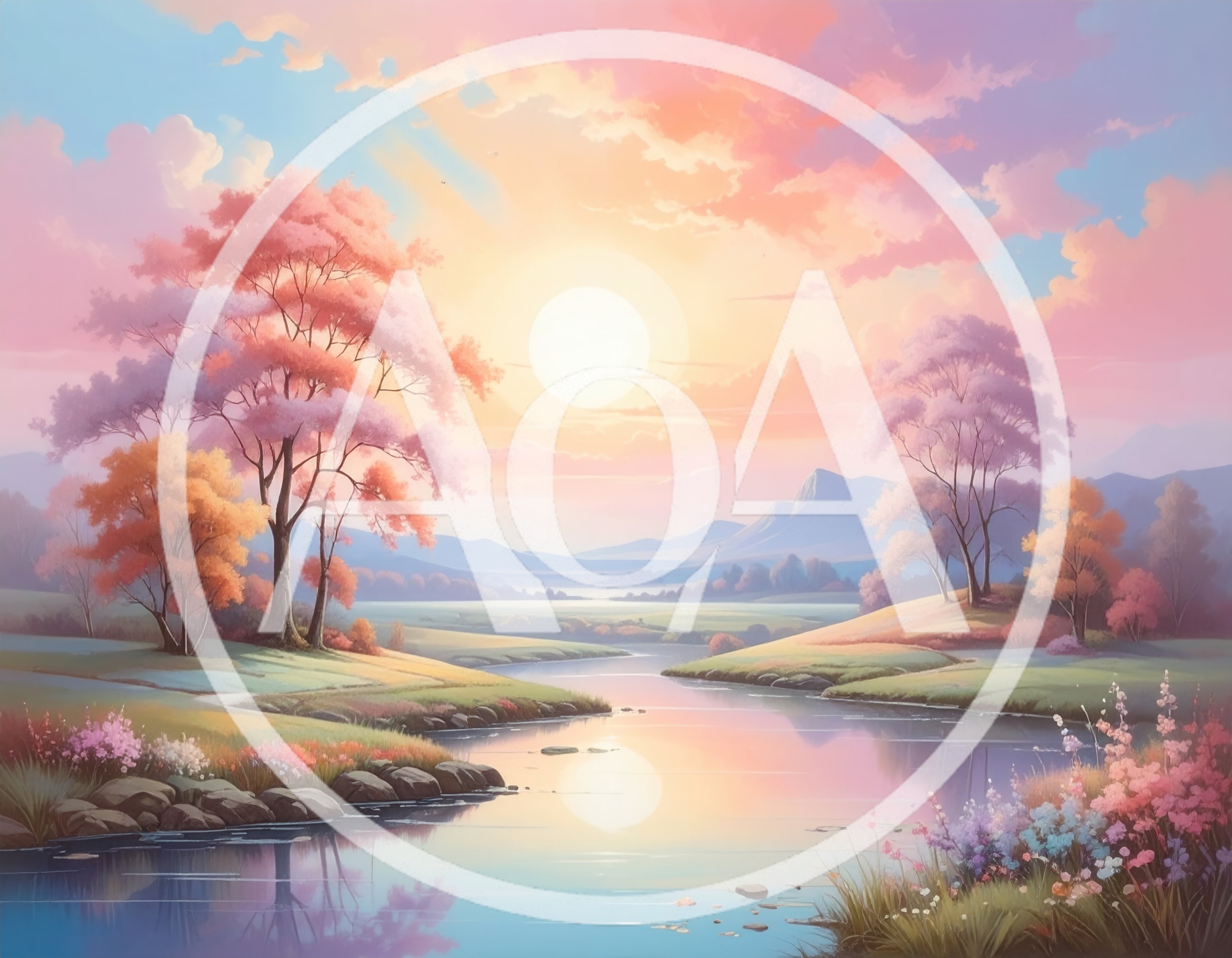 Serene Landscape With River And Pastel Sunset