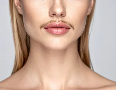 Close Up Of A Woman With Facial Hair