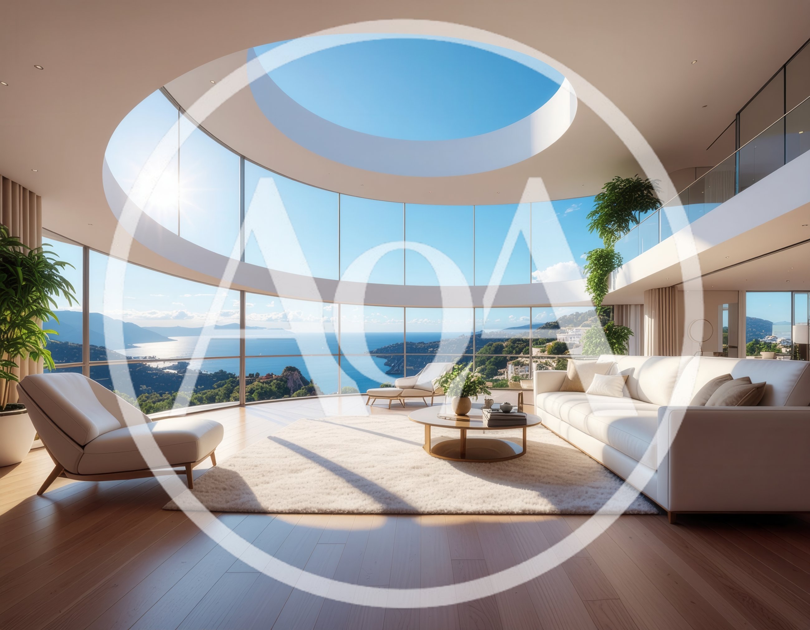 Luxury Modern Living Room With Panoramic Ocean View