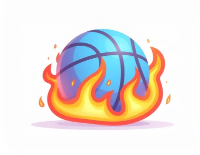 Cartoon Illustration Of A Flaming Blue Basketball