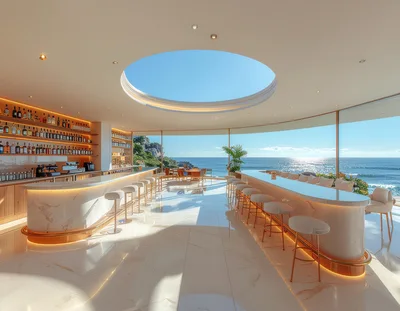 Modern Luxury Bar Overlooking The Ocean
