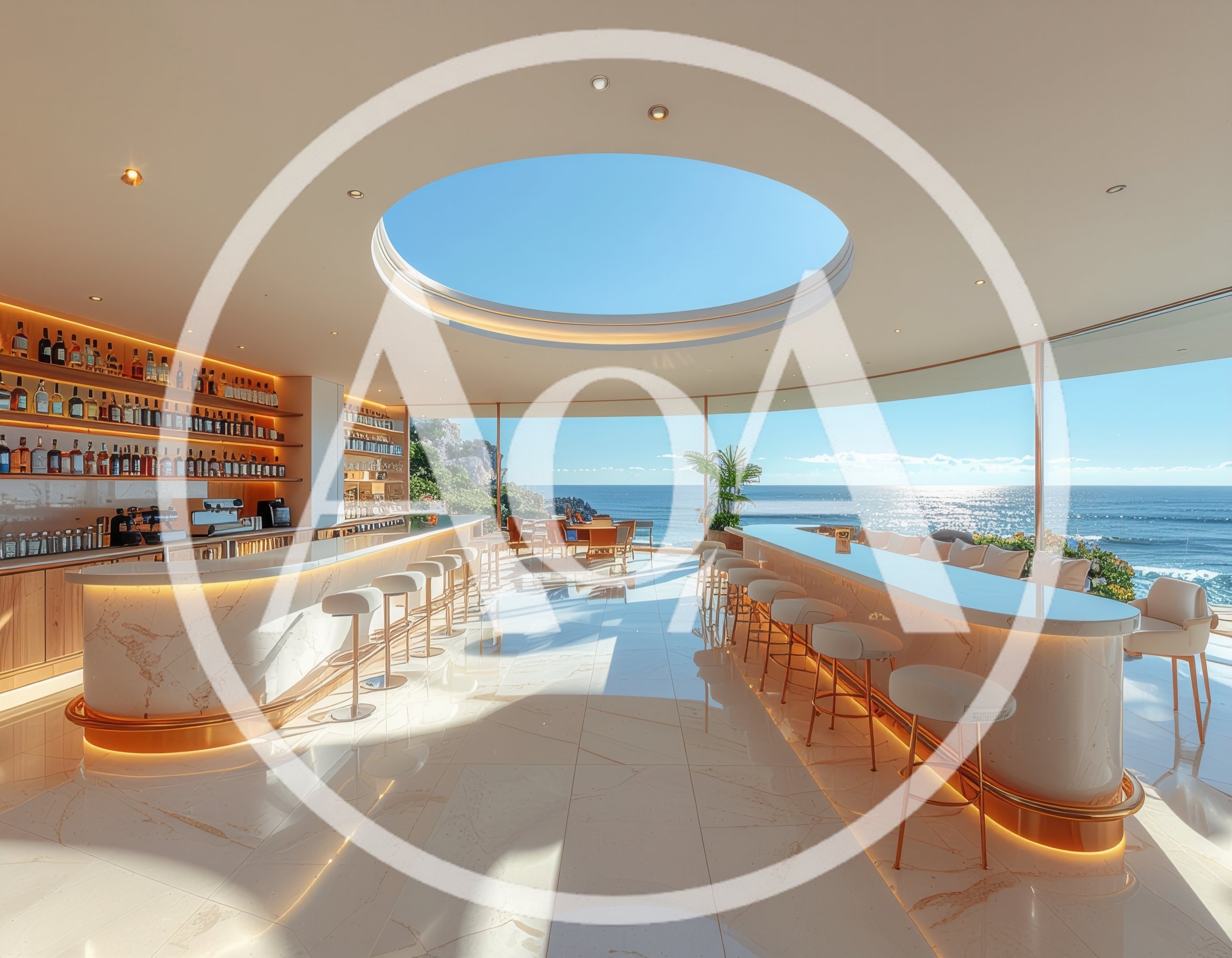 Modern Luxury Bar Overlooking The Ocean