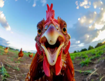 Close Up Portrait Of A Curious Chicken