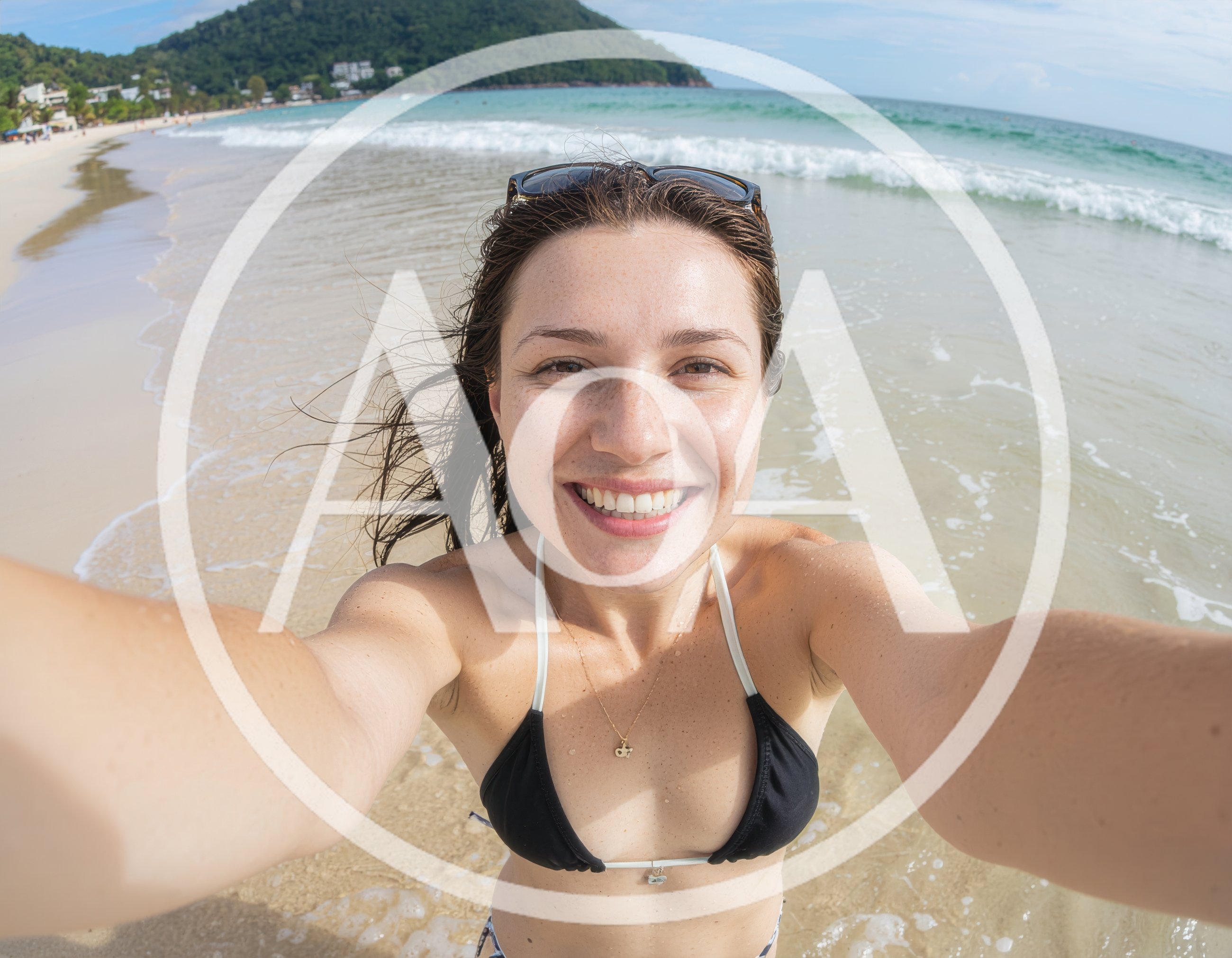 Young Woman Taking Selfie On Tropical Beach