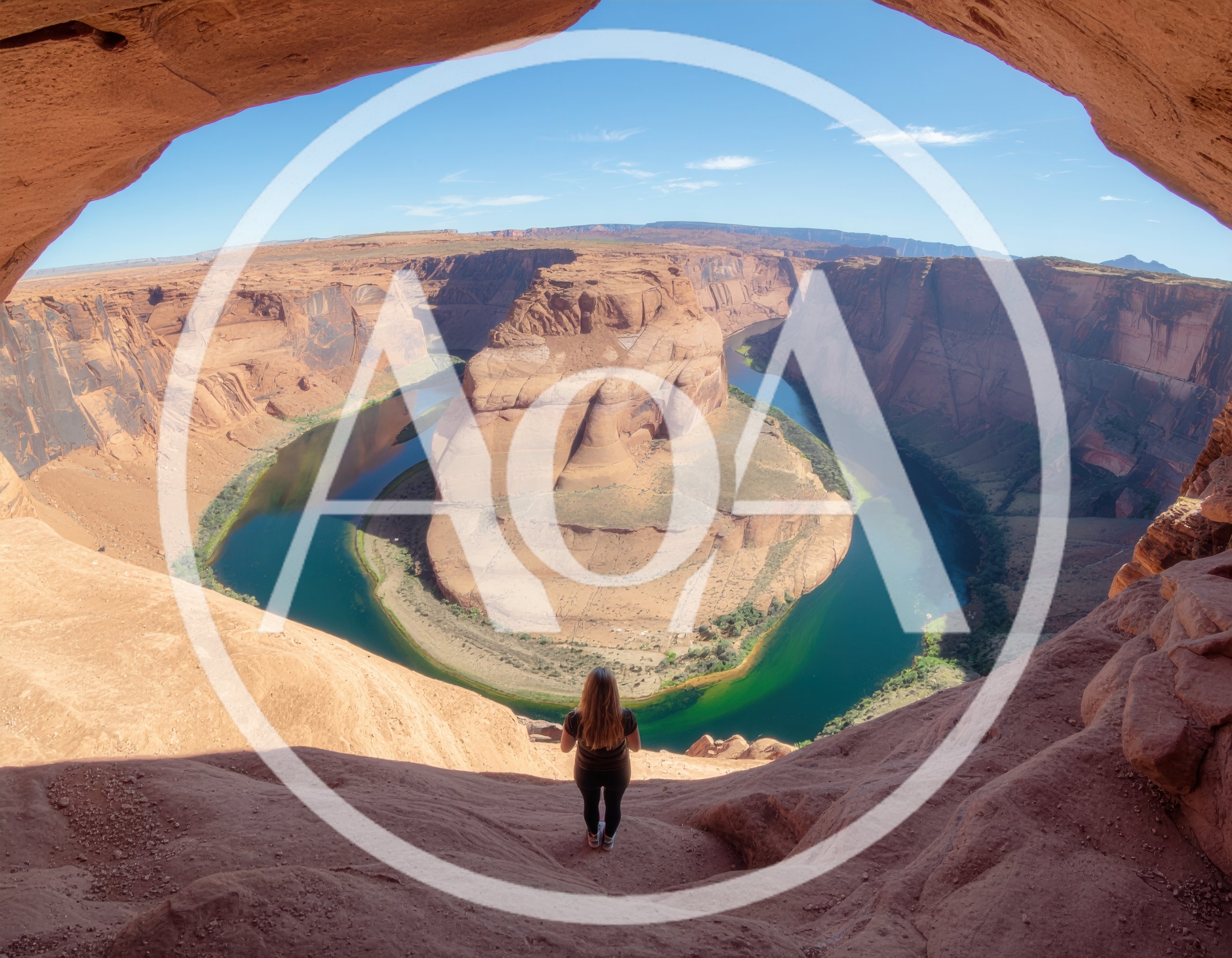 Woman Standing At The Edge Of Horseshoe Bend