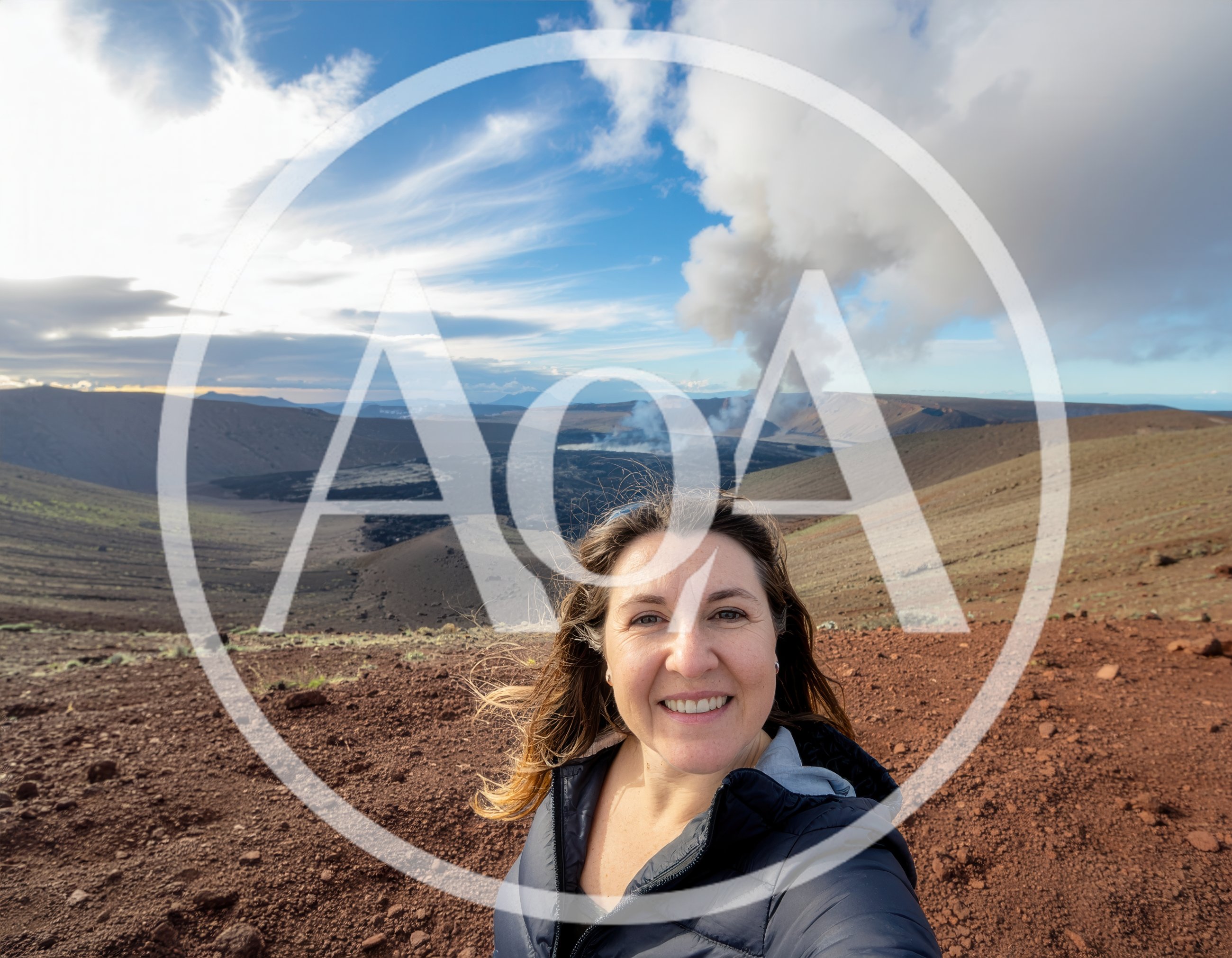 Woman Taking Selfie At Volcanic Crater In Hawaii