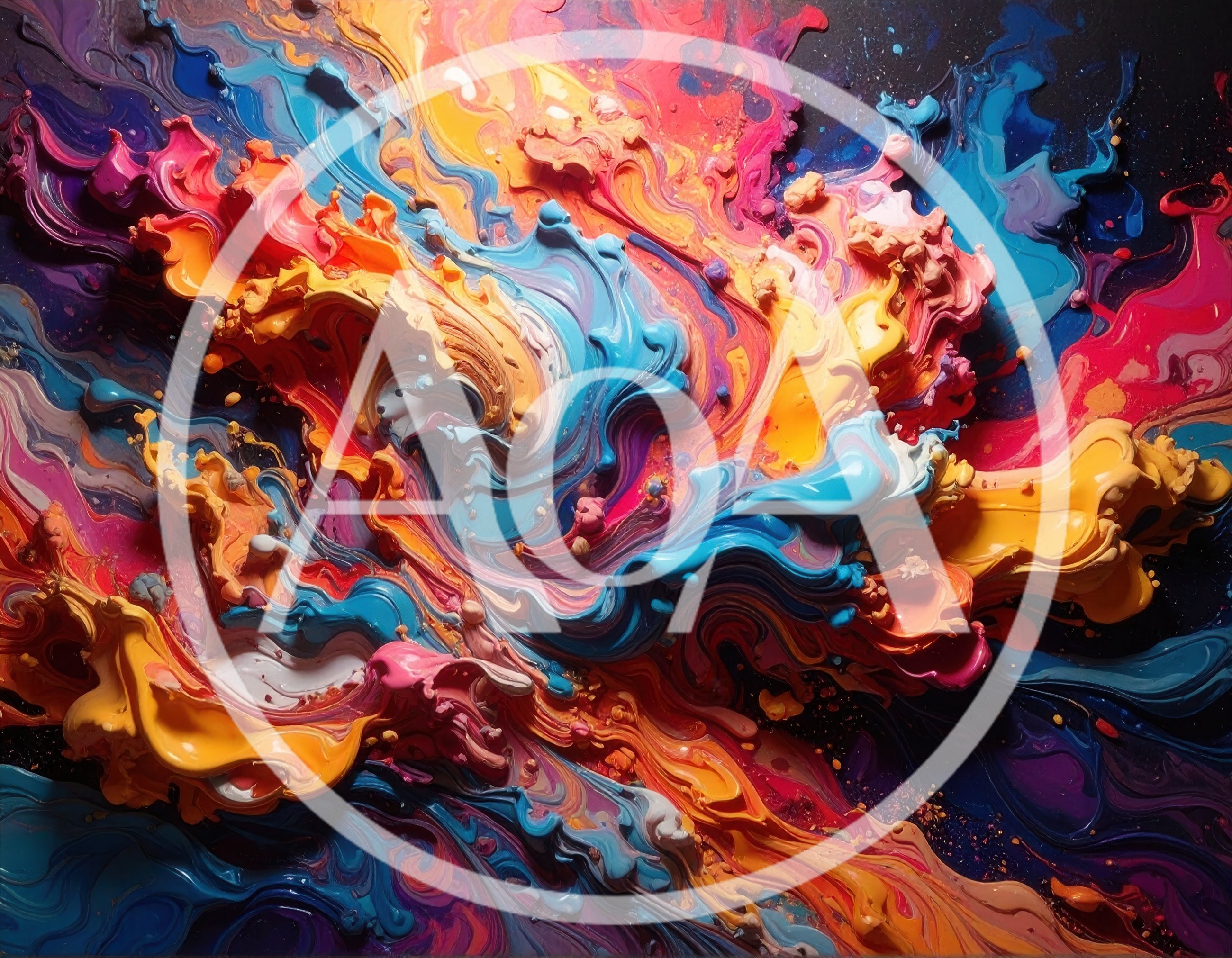 Abstract Fluid Paint Swirls In Vibrant Colors
