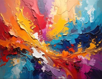 Abstract Oil Painting With Vibrant Impasto Texture