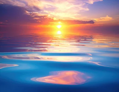 Golden Sunset Over Calm Ocean Waters