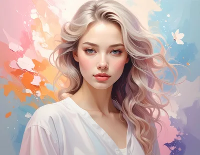 Portrait Of A Young Woman With Wavy Blonde Hair