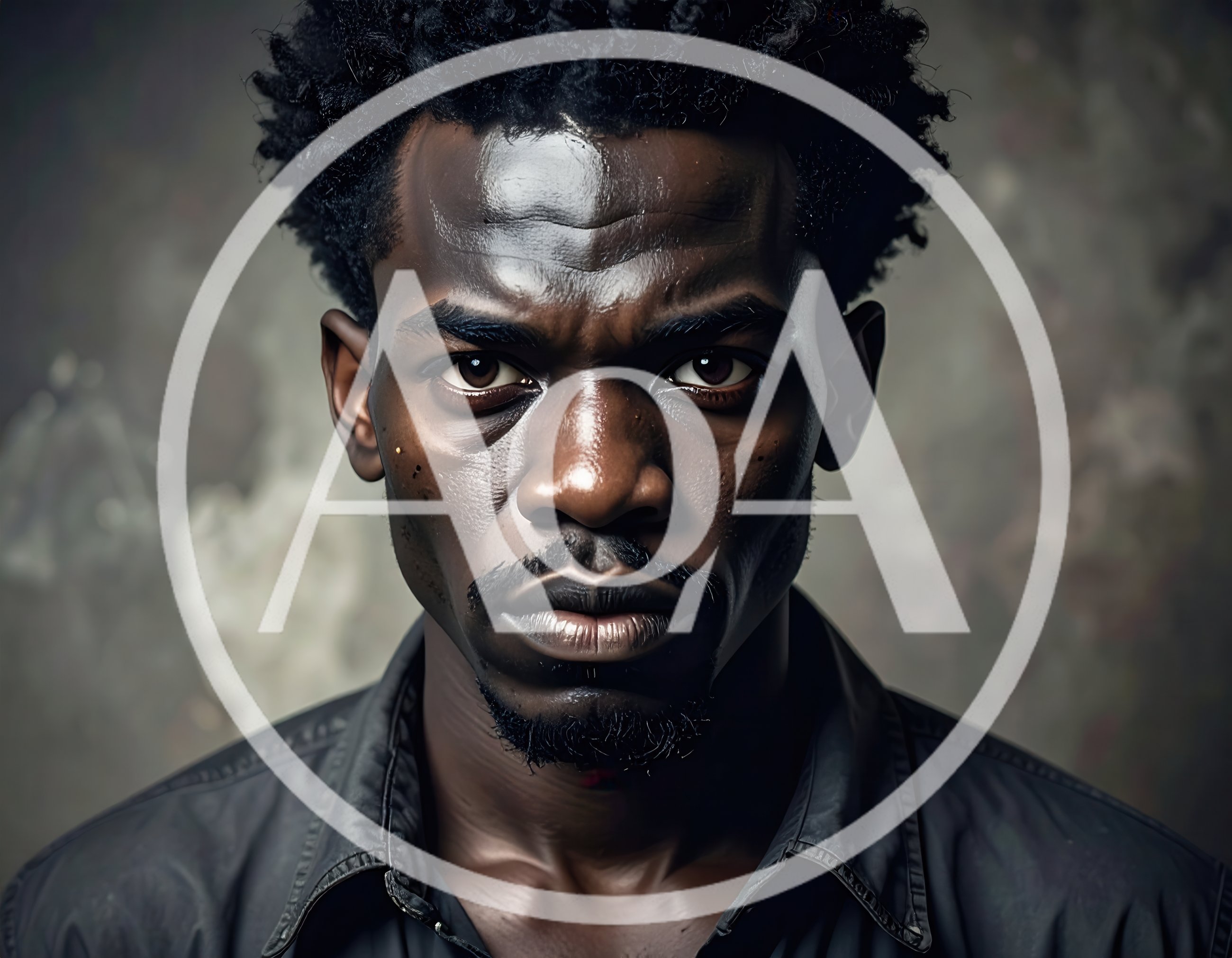 Portrait Of A Serious Black Man With Textured Hair