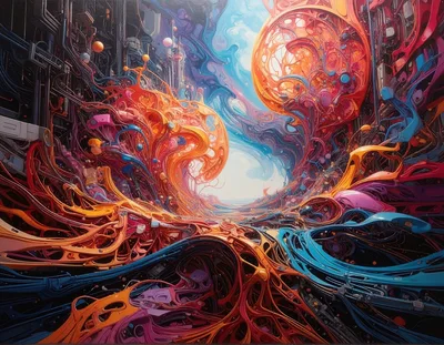 Abstract Surreal Landscape With Flowing Organic Structures