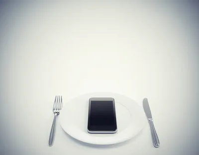 Smartphone Served on a White Dinner Plate