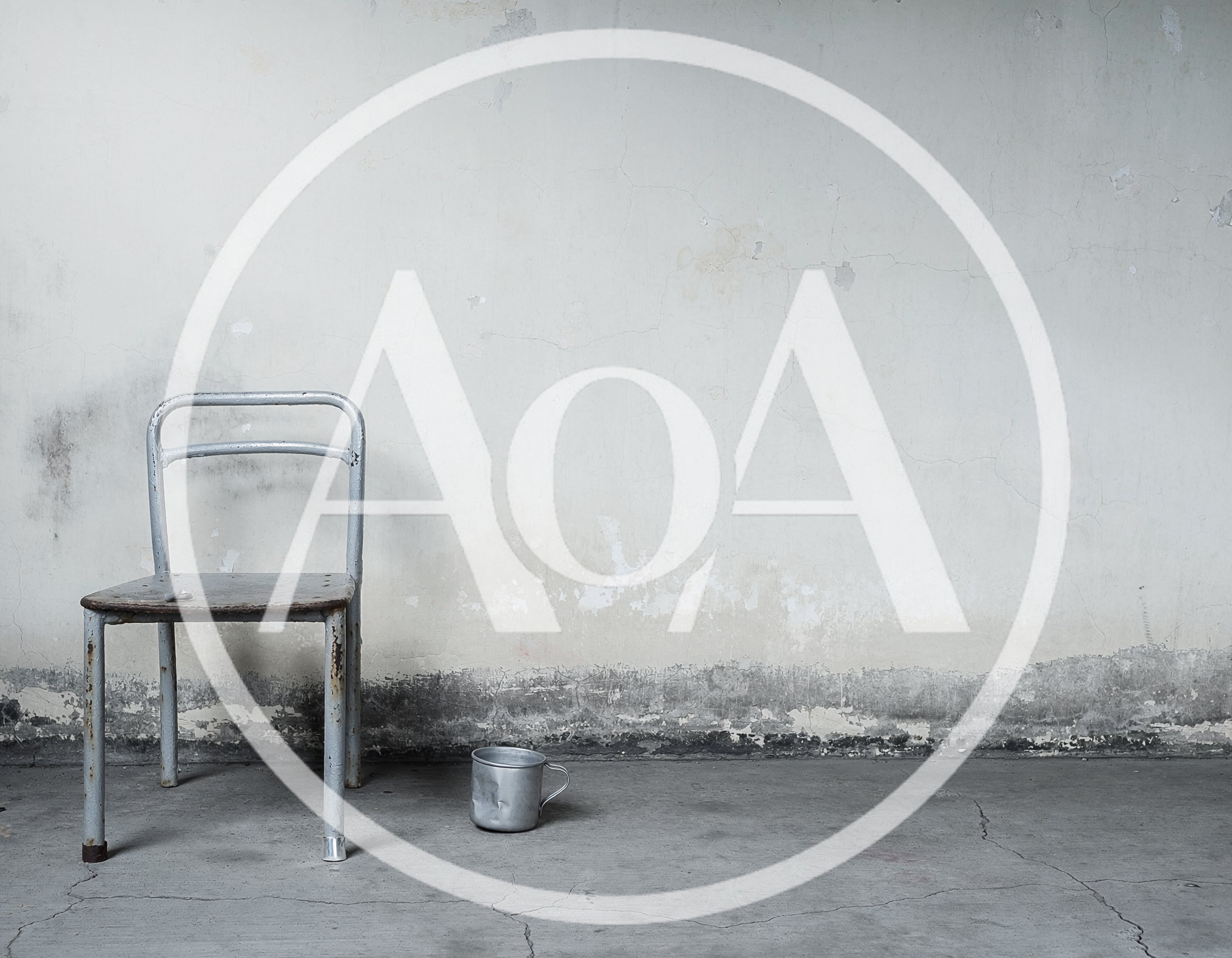 Old Metal Chair And Cup In A Dilapidated Room