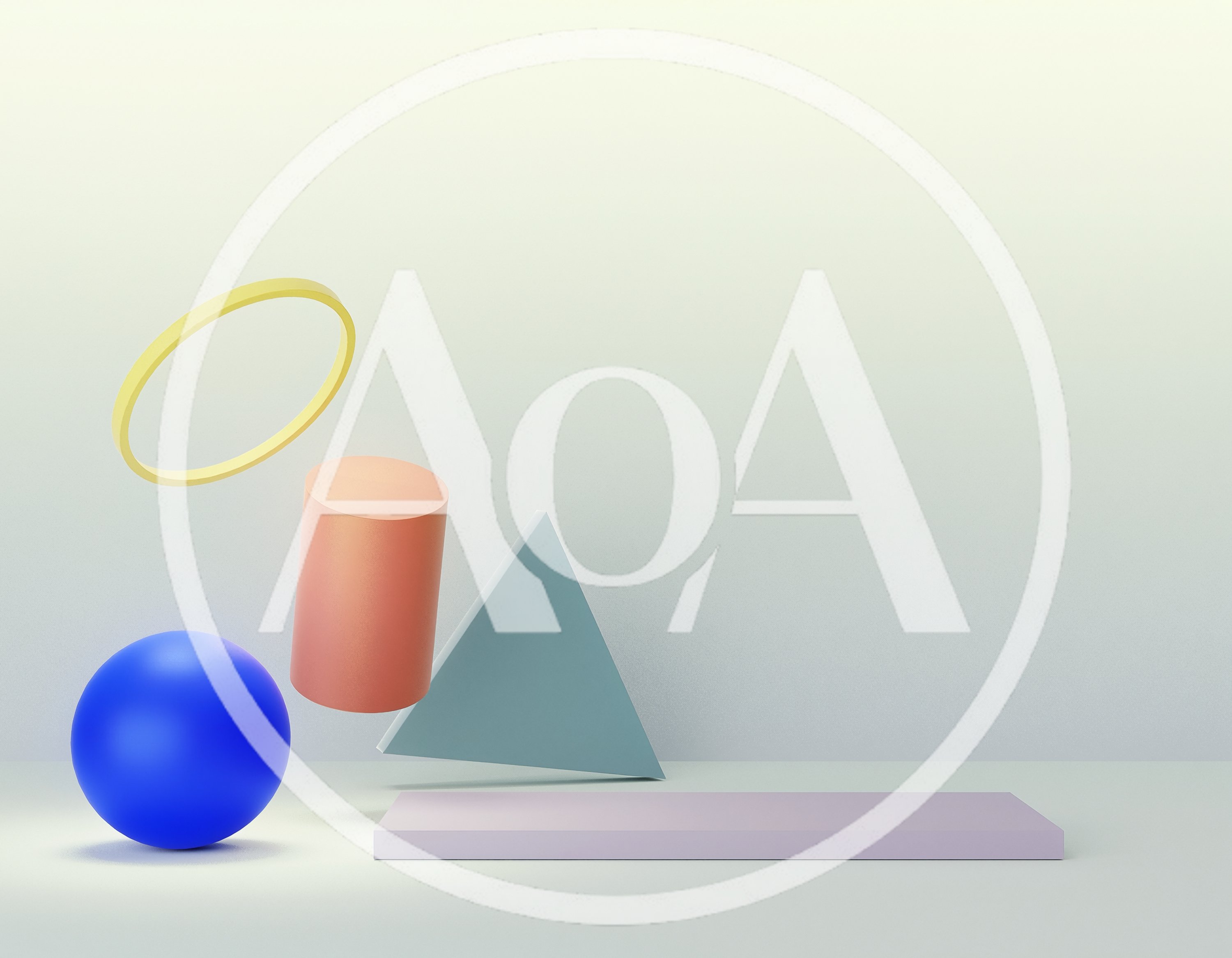 Abstract 3D Geometric Shapes Floating in Minimalist Studio
