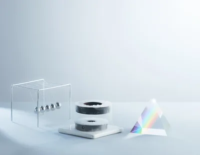 Scientific Objects Including Levitation Experiment And Prism