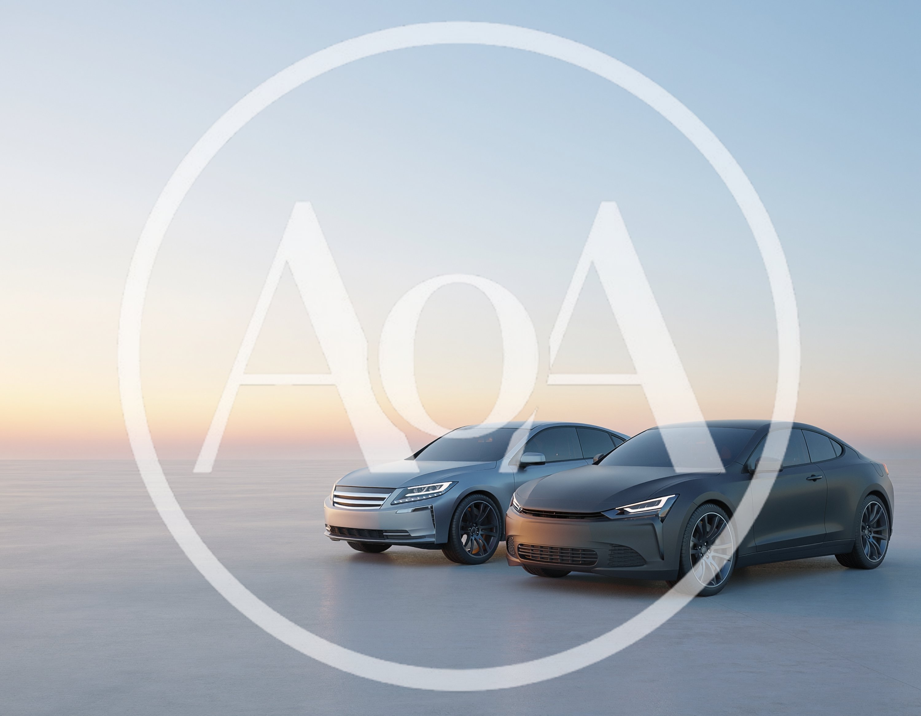 Two Modern Concept Cars Parked On A Vast Plain