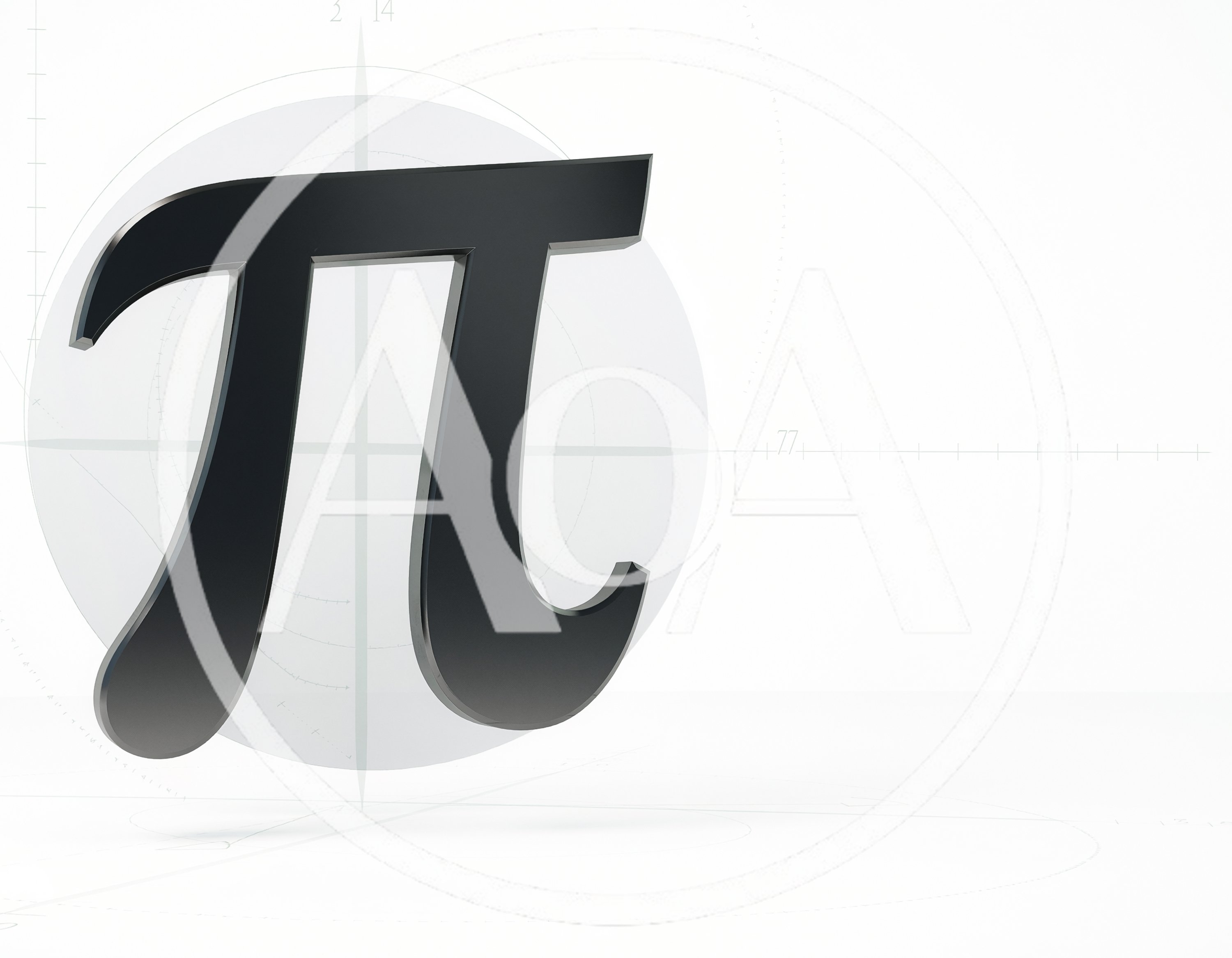 3D Rendered Pi Symbol On Technical Drafting Background