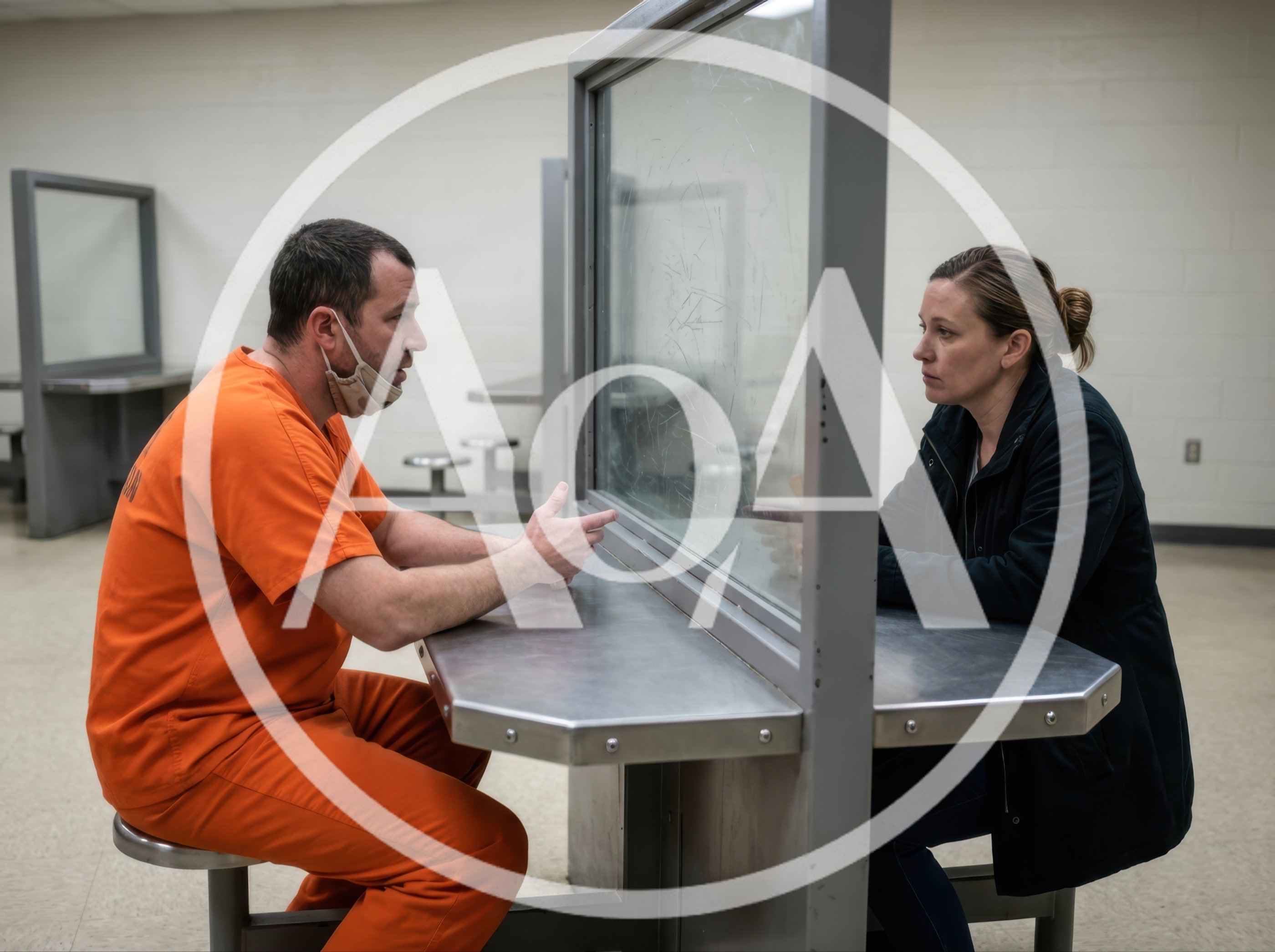 Inmate and Visitor Talking Through Prison Partition