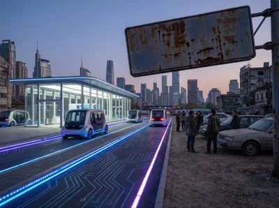 Futuristic Autonomous Pods At Modern Transit Station
